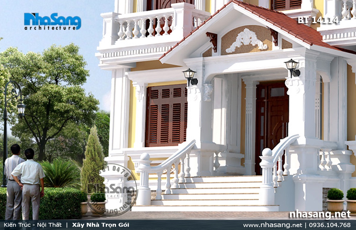 mẫu thiết kế nhà biệt thự tân cổ điển 2 tầng